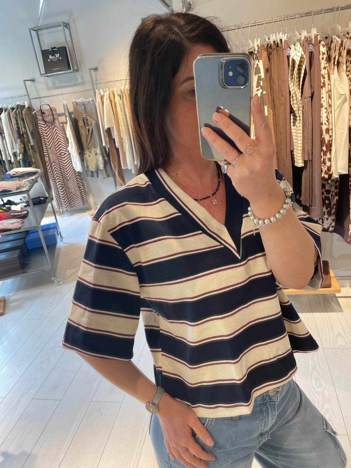 Maglia scollo V rigata Susy Mix