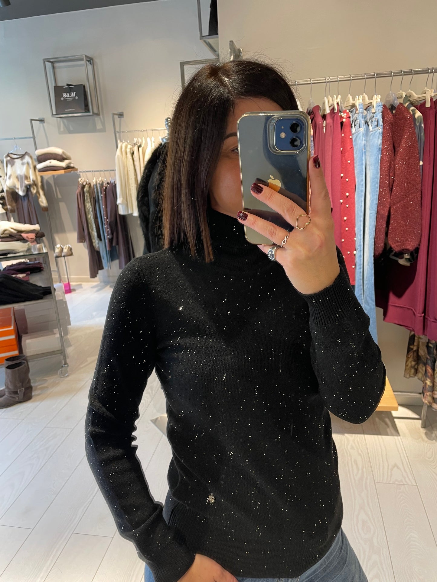 Maglia dolcevita micro paillettes W68