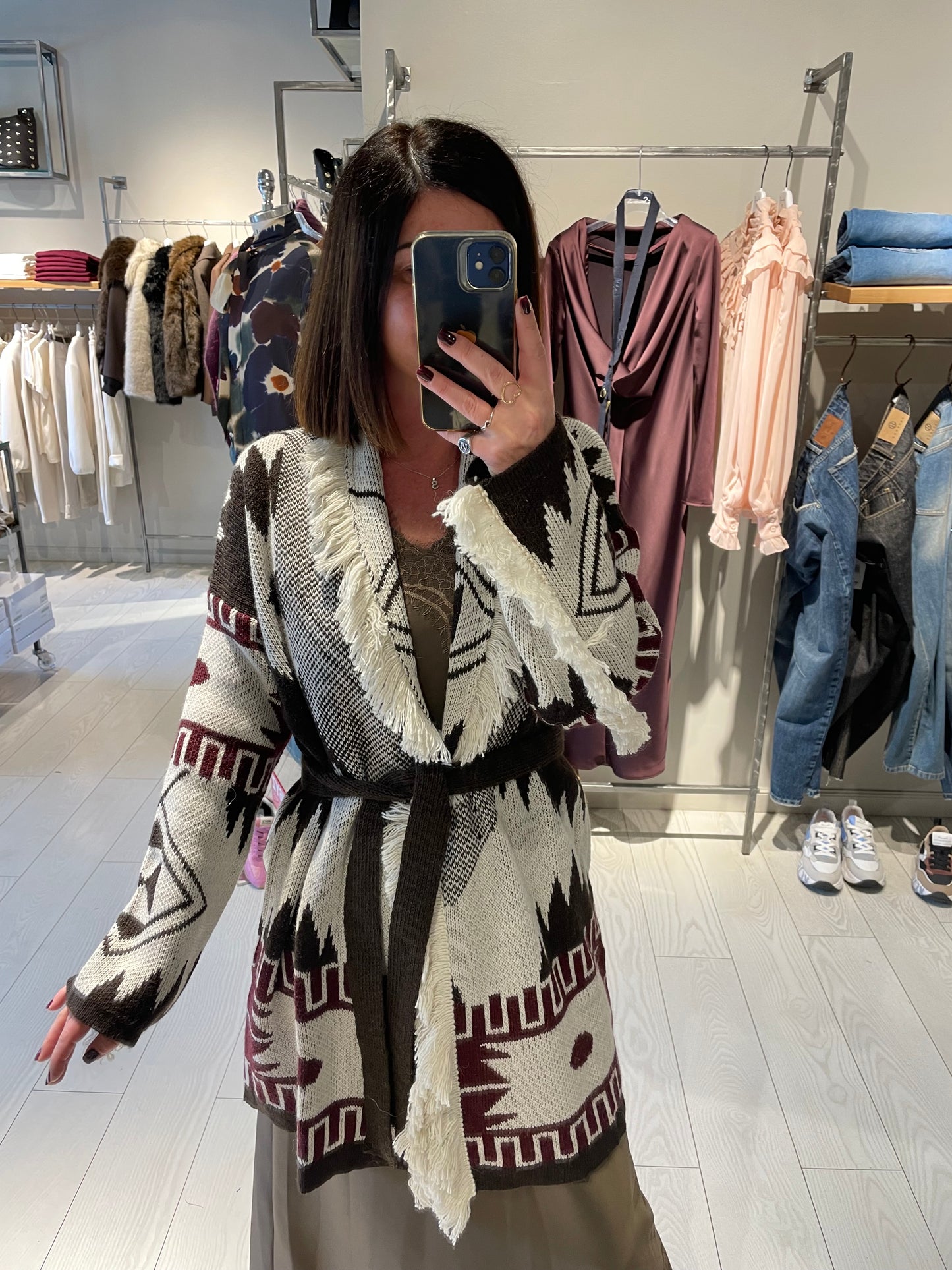 Cardigan jacquard frange Susy Mix