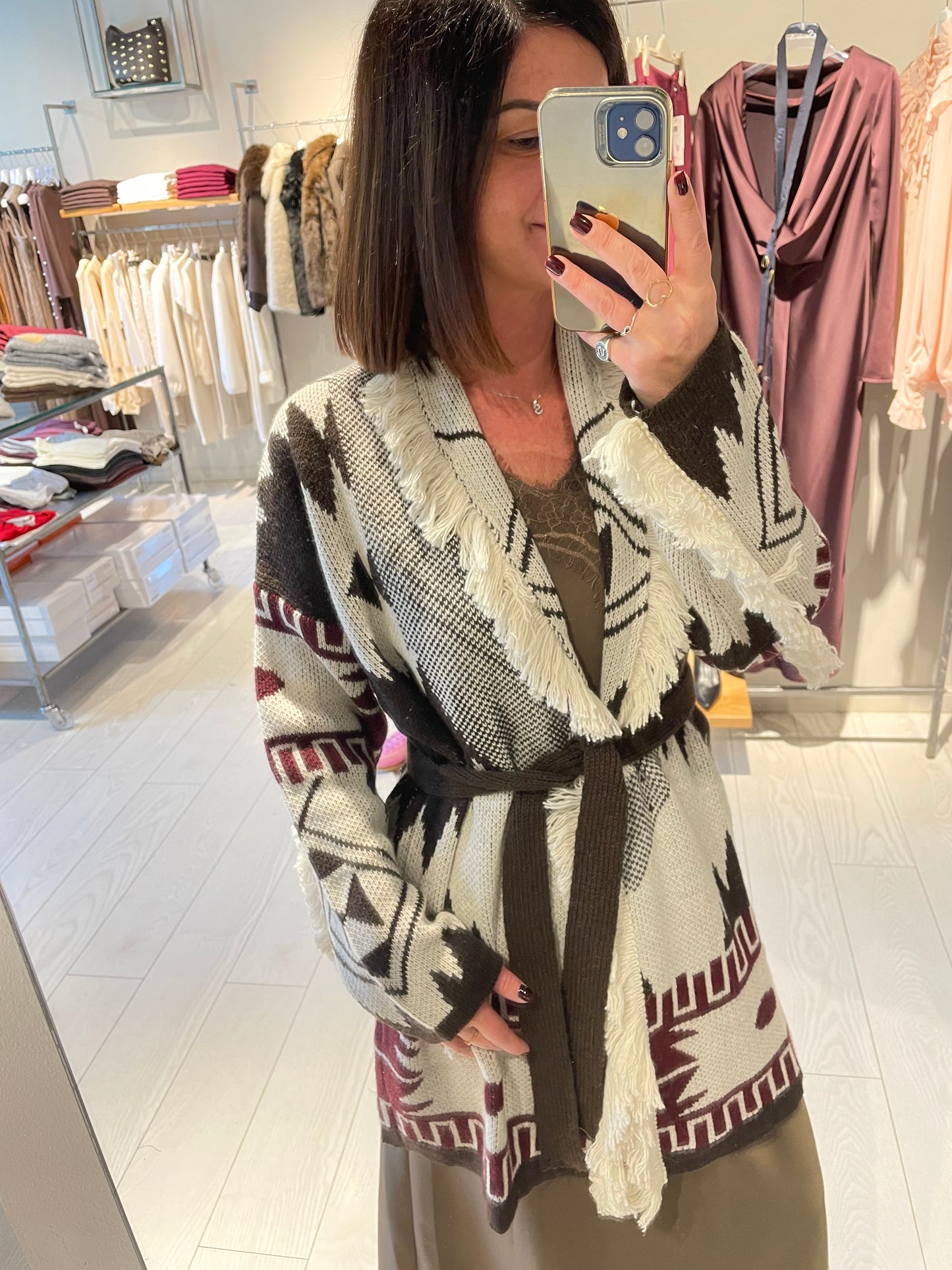 Cardigan jacquard frange Susy Mix