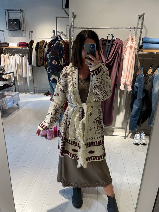 Cardigan jacquard frange Susy Mix