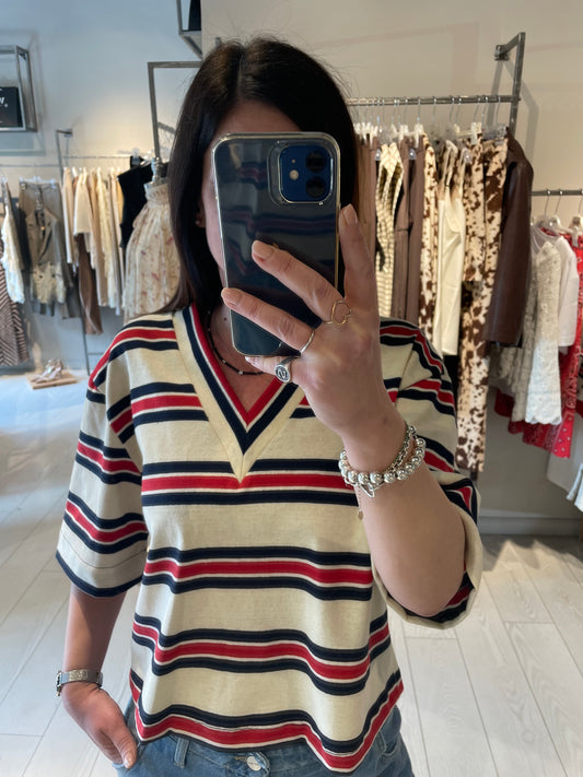 Maglia scollo V rigata Susy Mix