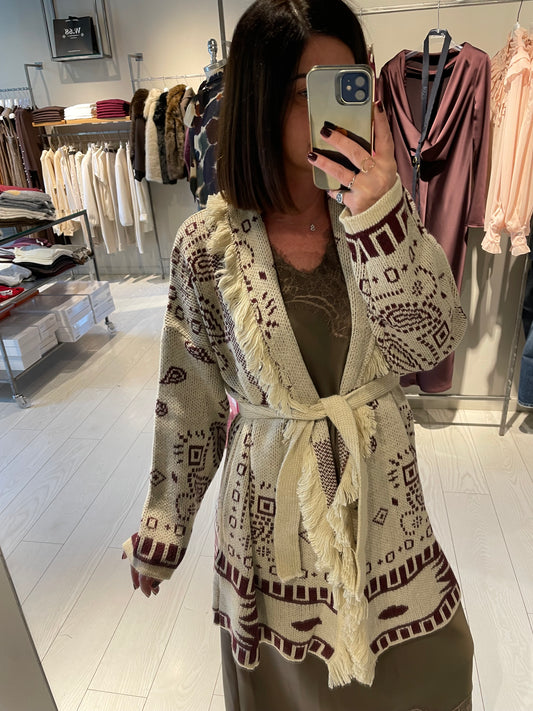 Cardigan jacquard frange Susy Mix