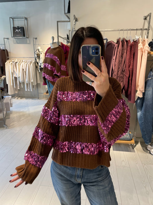 Maglia righe paillettes Dixie