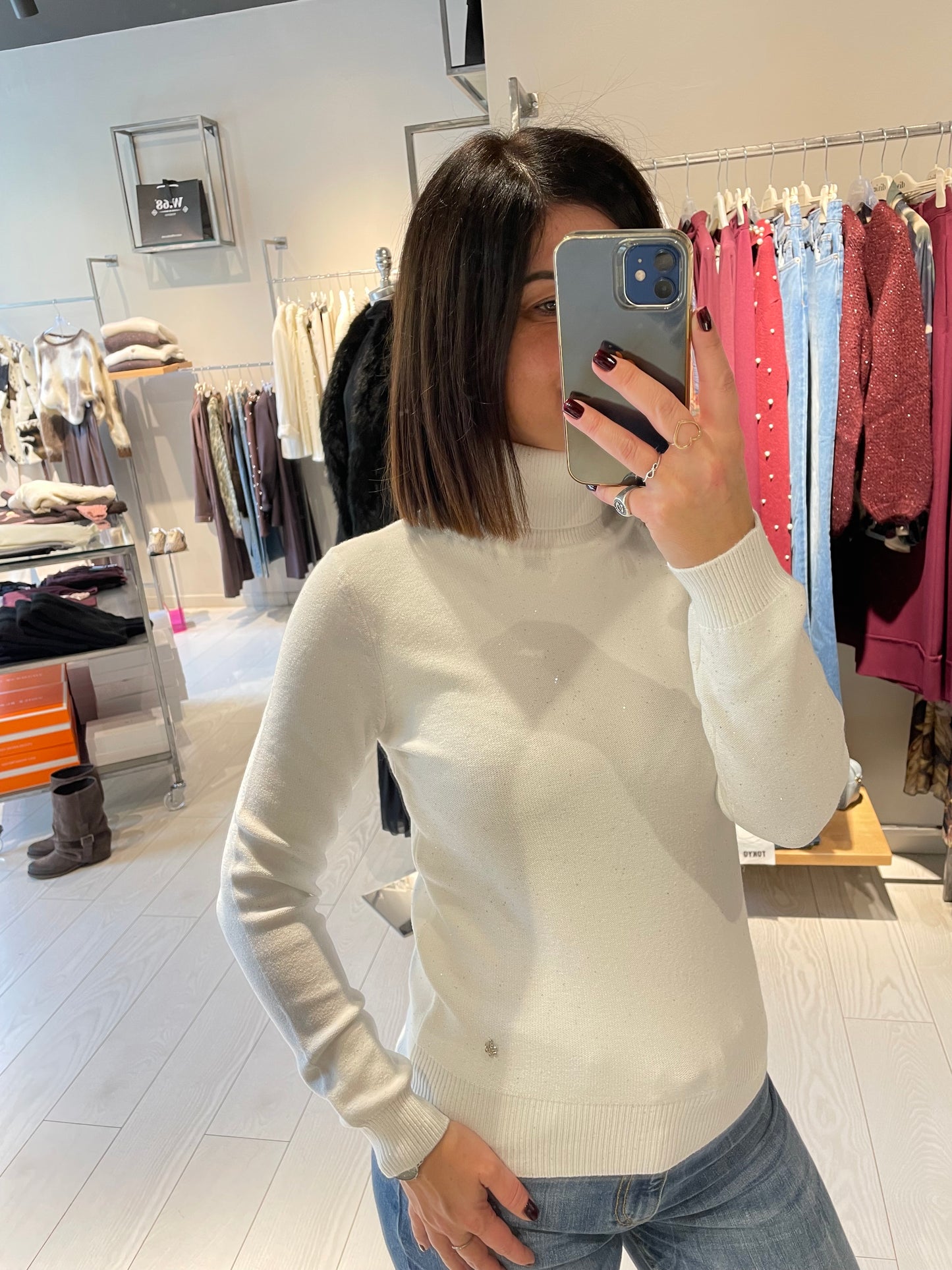 Maglia dolcevita micro paillettes W68