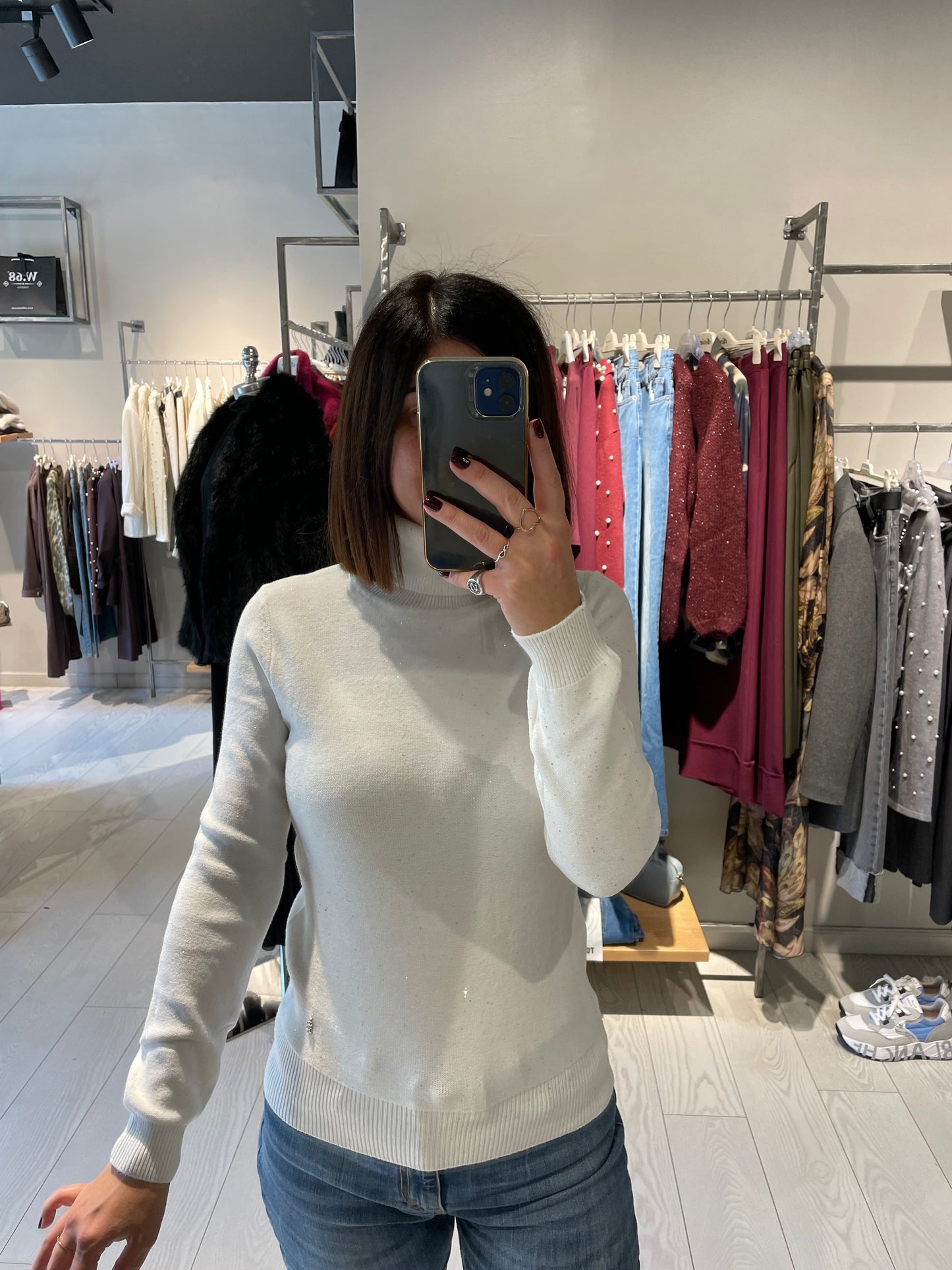 Maglia dolcevita micro paillettes W68