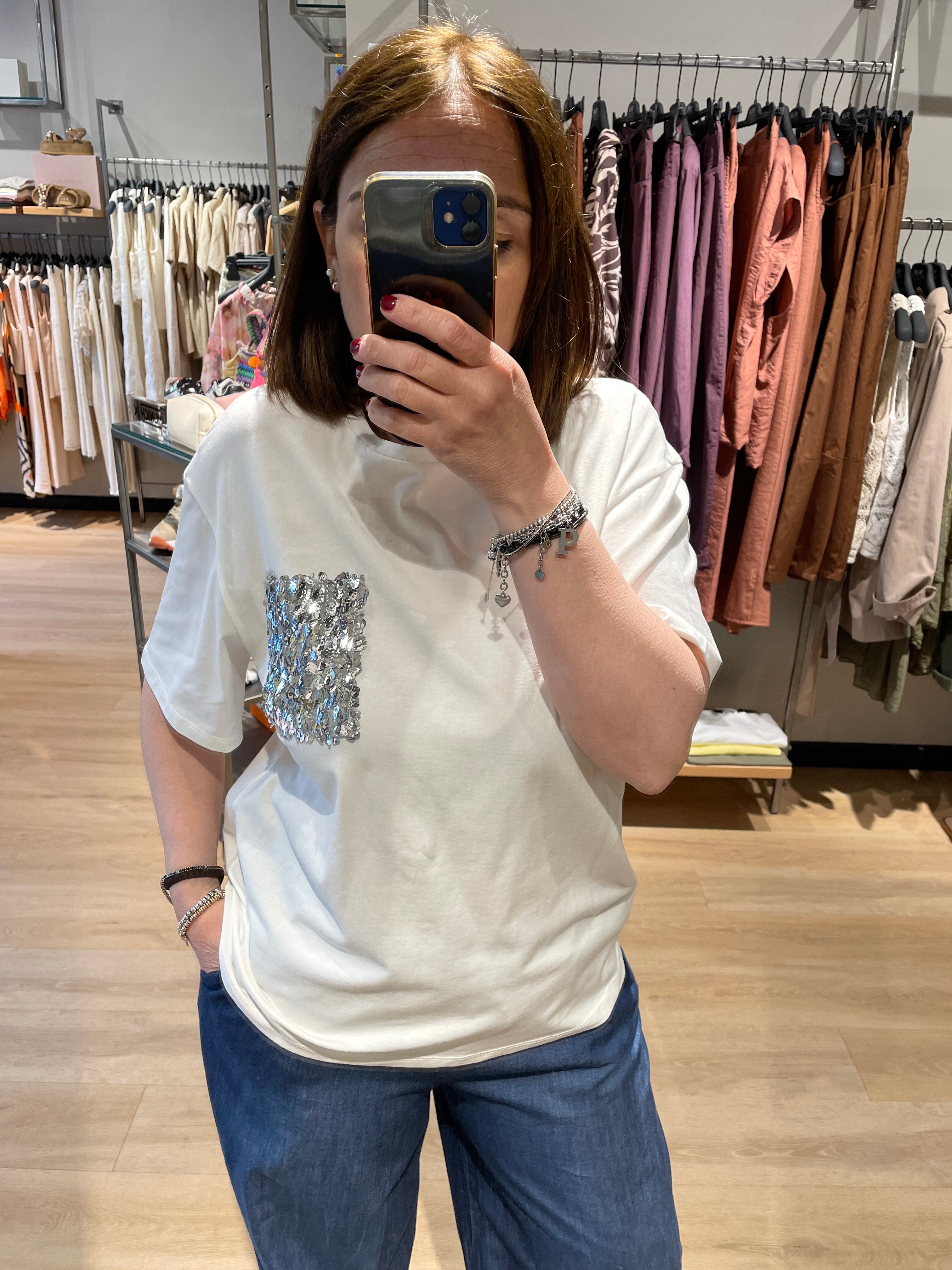 T-shirt c/tasca paiettes